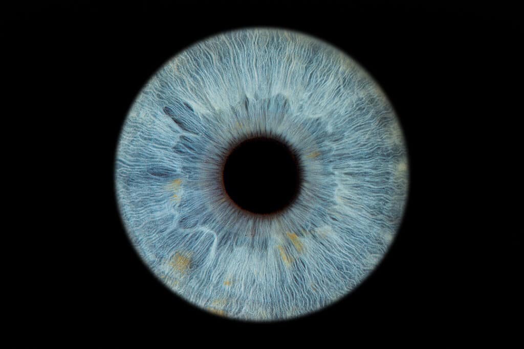 Turquoise eye iris. Iris photography. Eye photography. UK. Irisography